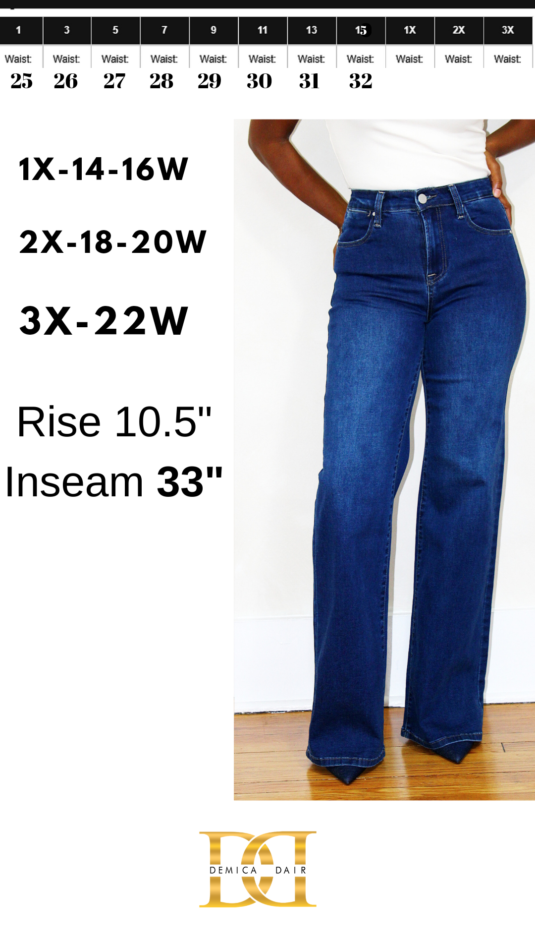 *RISEN* Wide Leg Jeans - Dark Wash