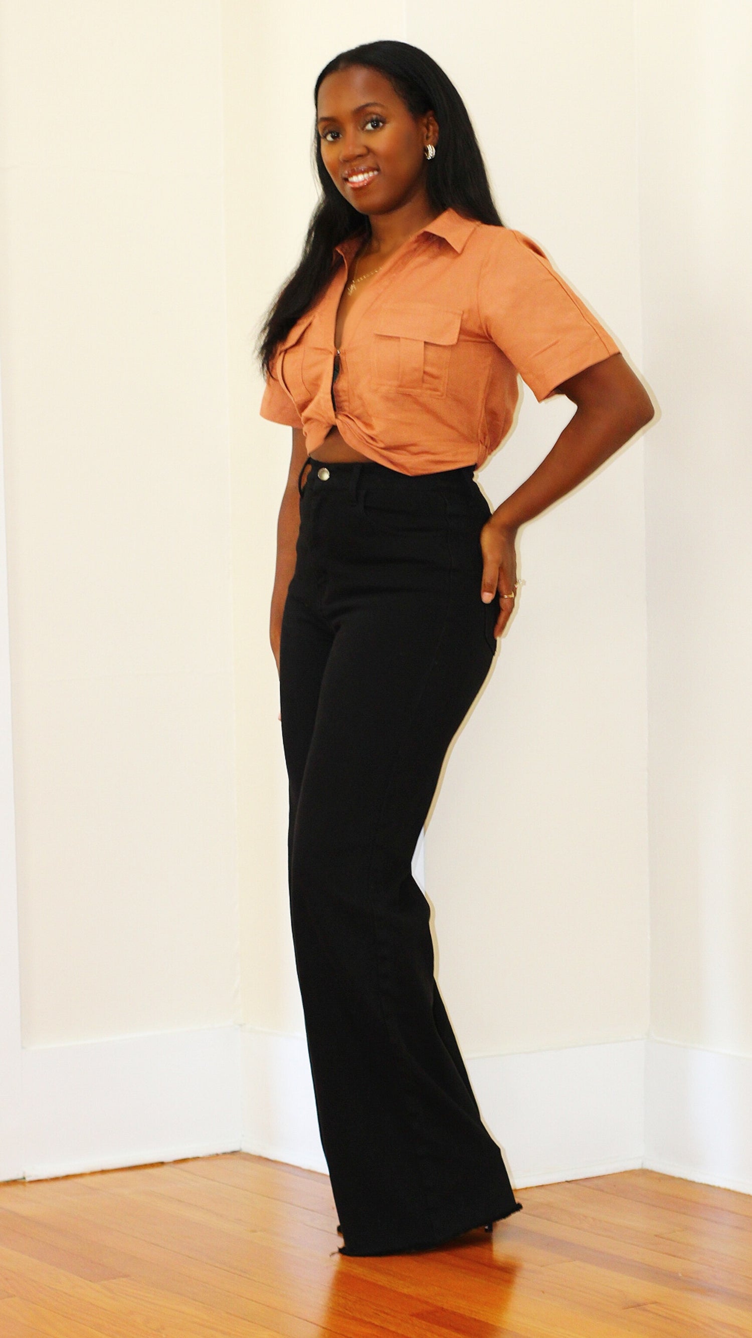 Twist Front Linen Crop Top