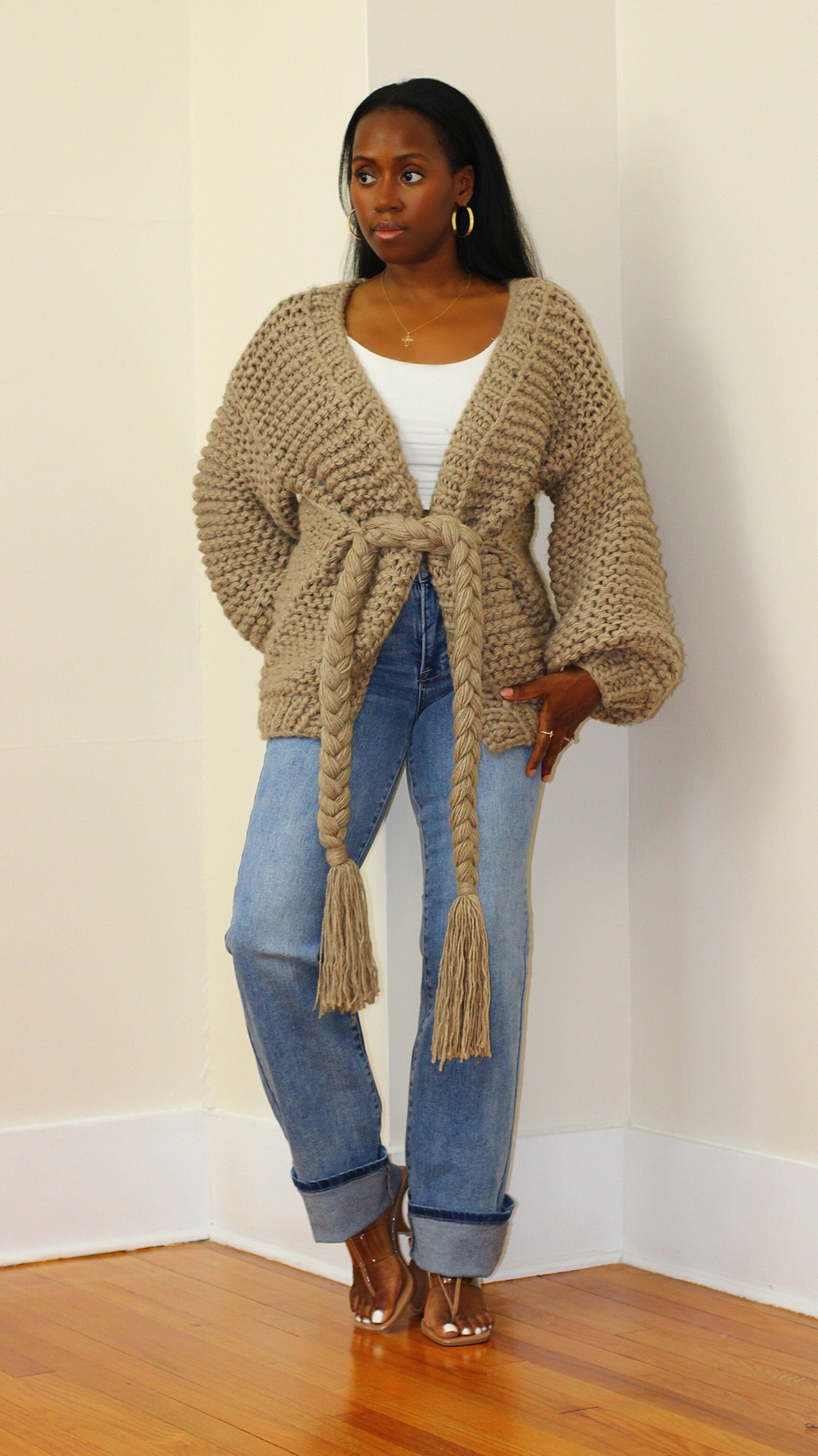 Chunky Knit Cardigan Sweater