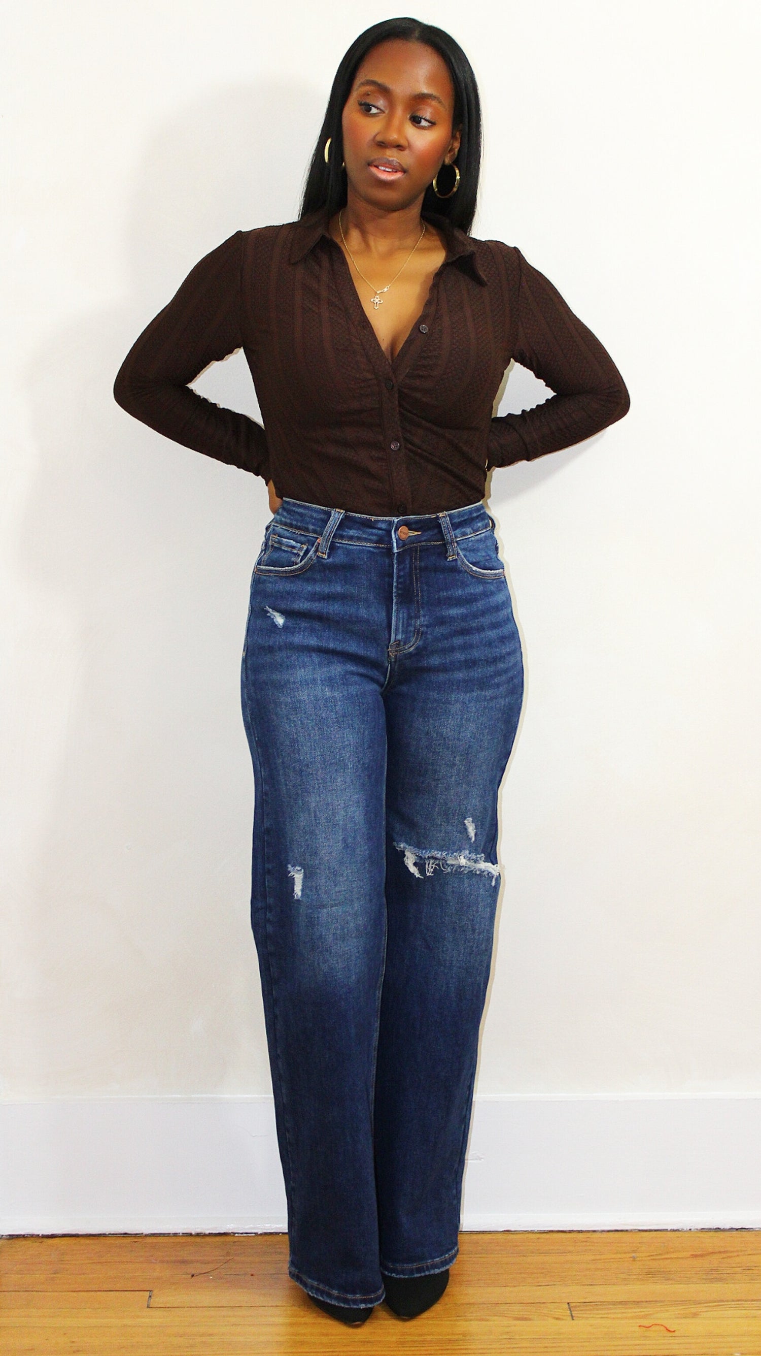 Wide Leg Jeans - Dark Wash