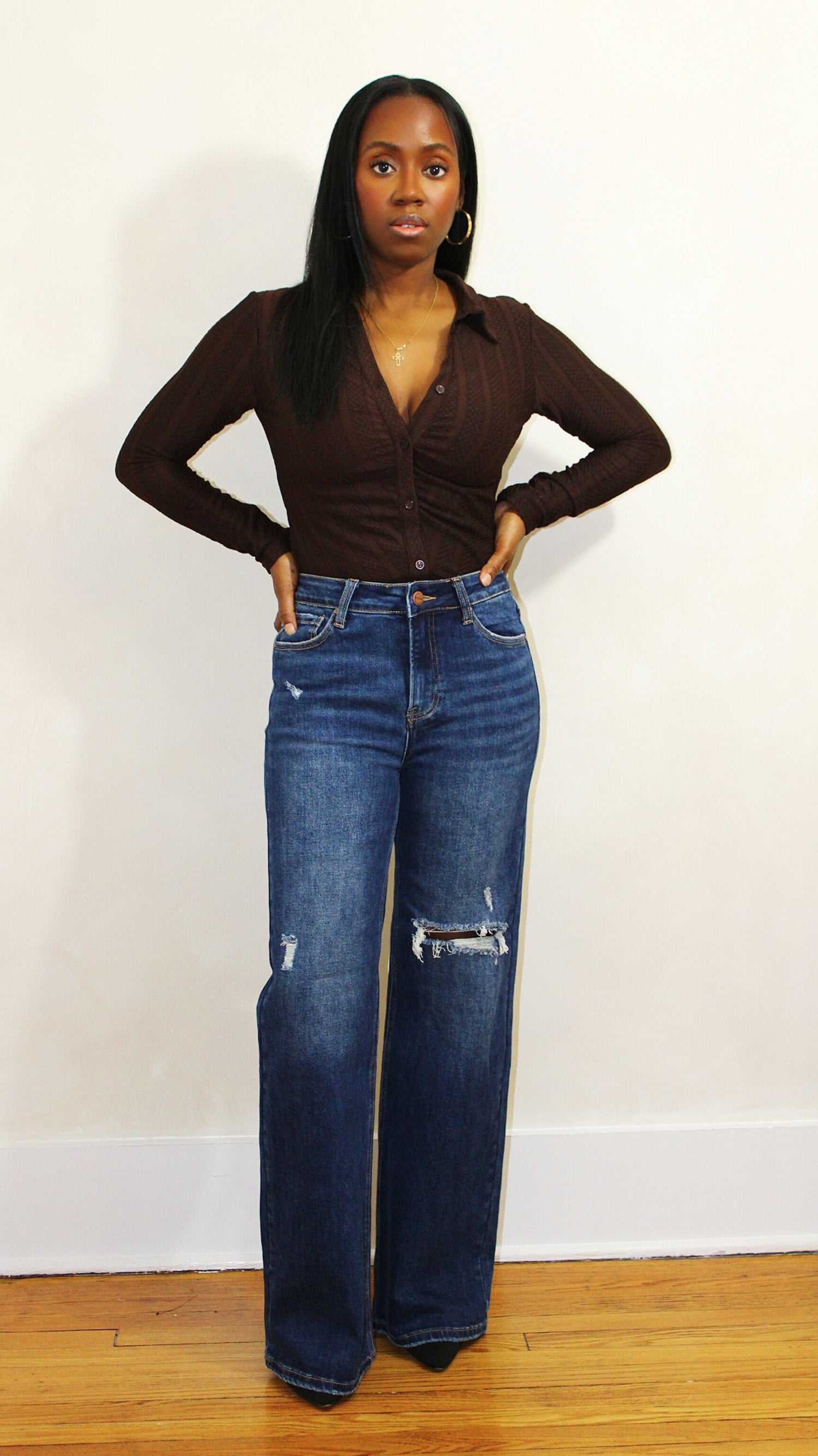 Wide Leg Jeans - Dark Wash