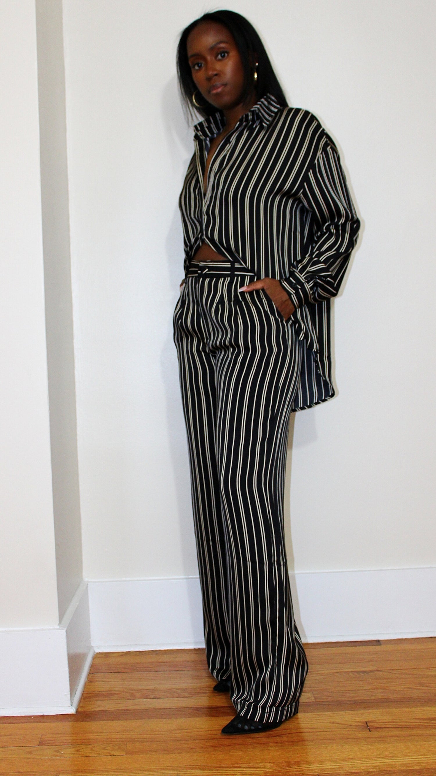 Pinstripe Satin Pants
