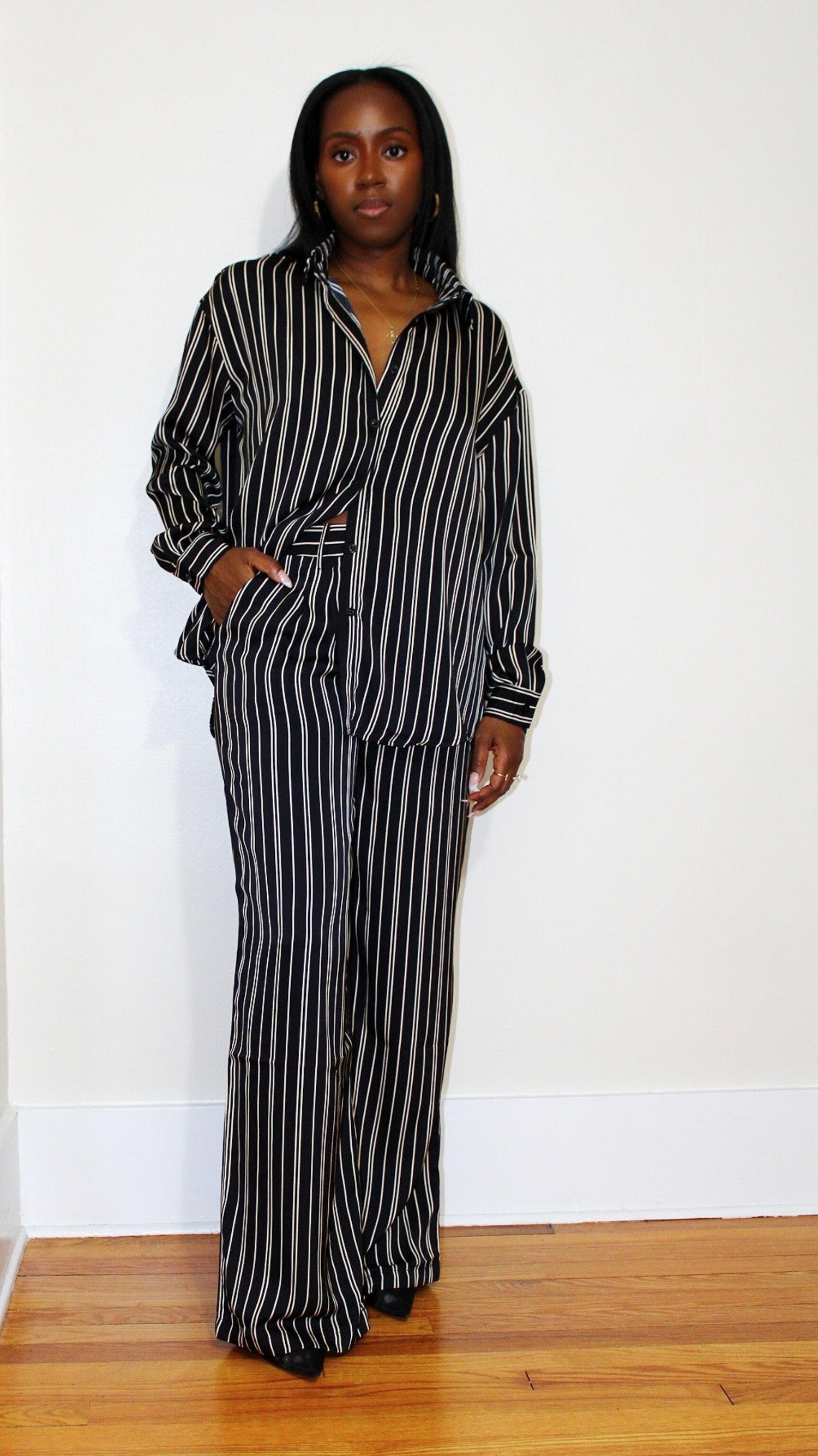 Pinstripe Satin Shirt