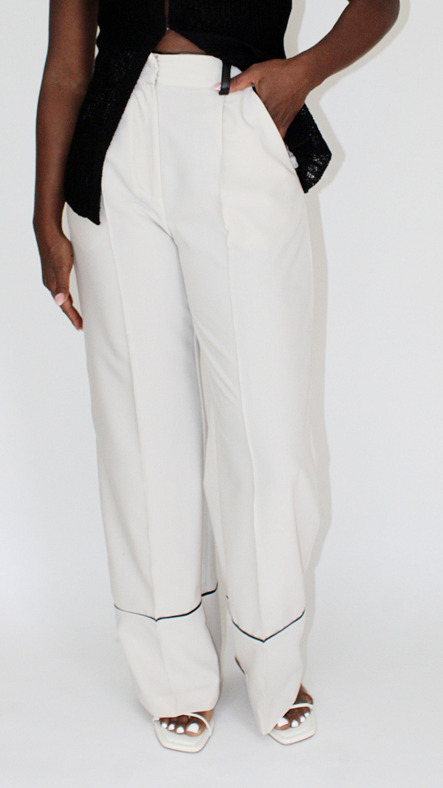 Tali Cream Wide Leg Trousers