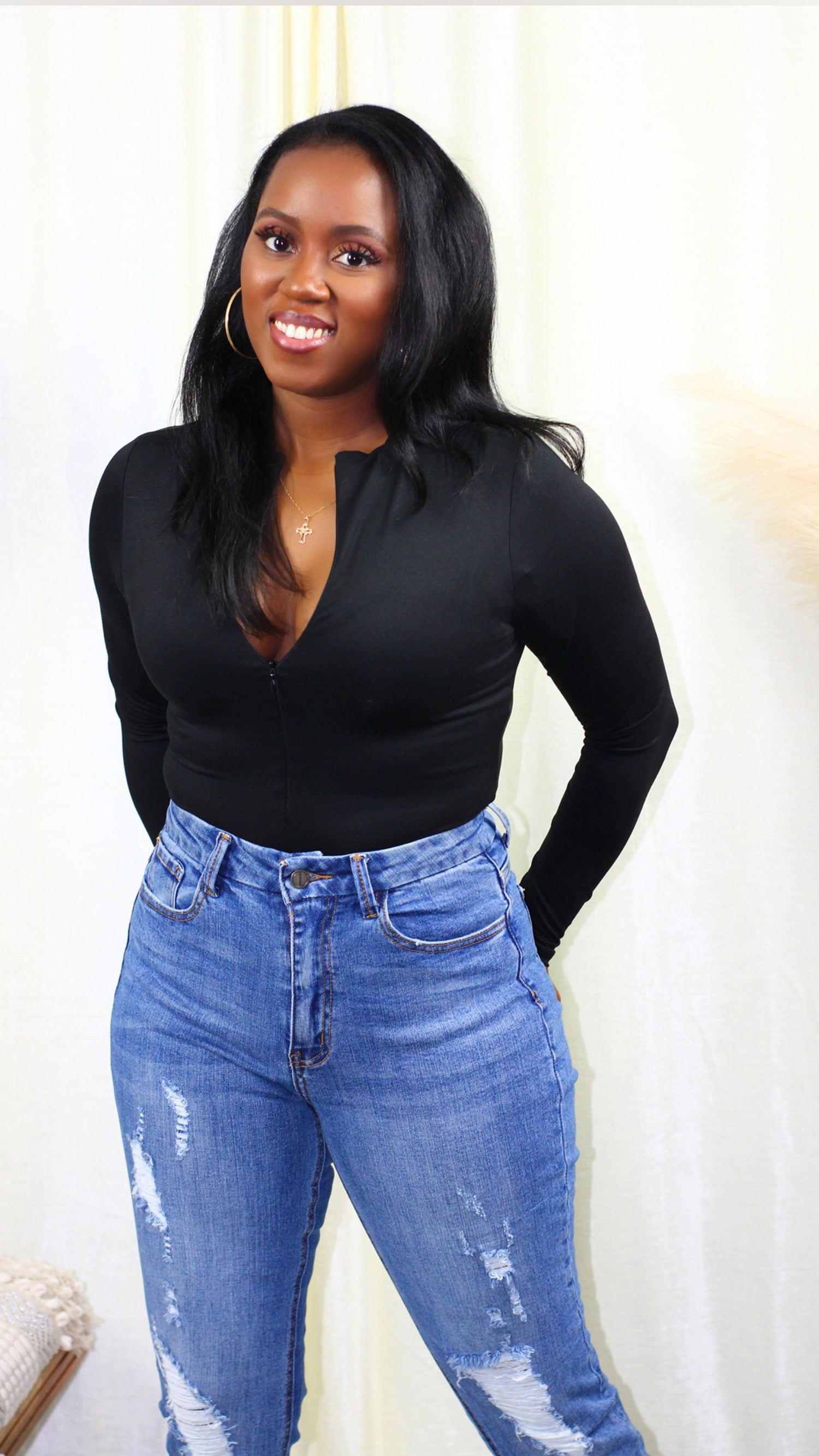 Zip Me Up Bodysuit- Black