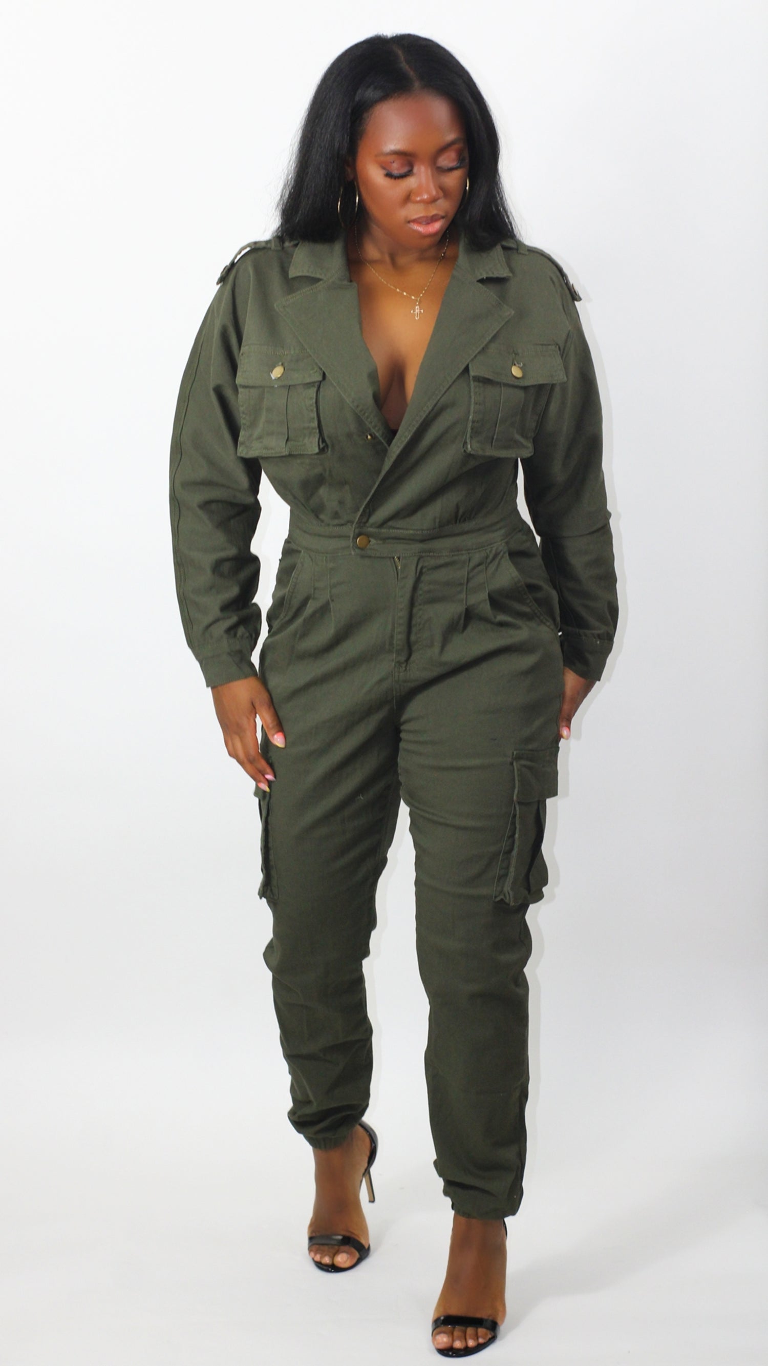 Utility jumpsuit -Olive