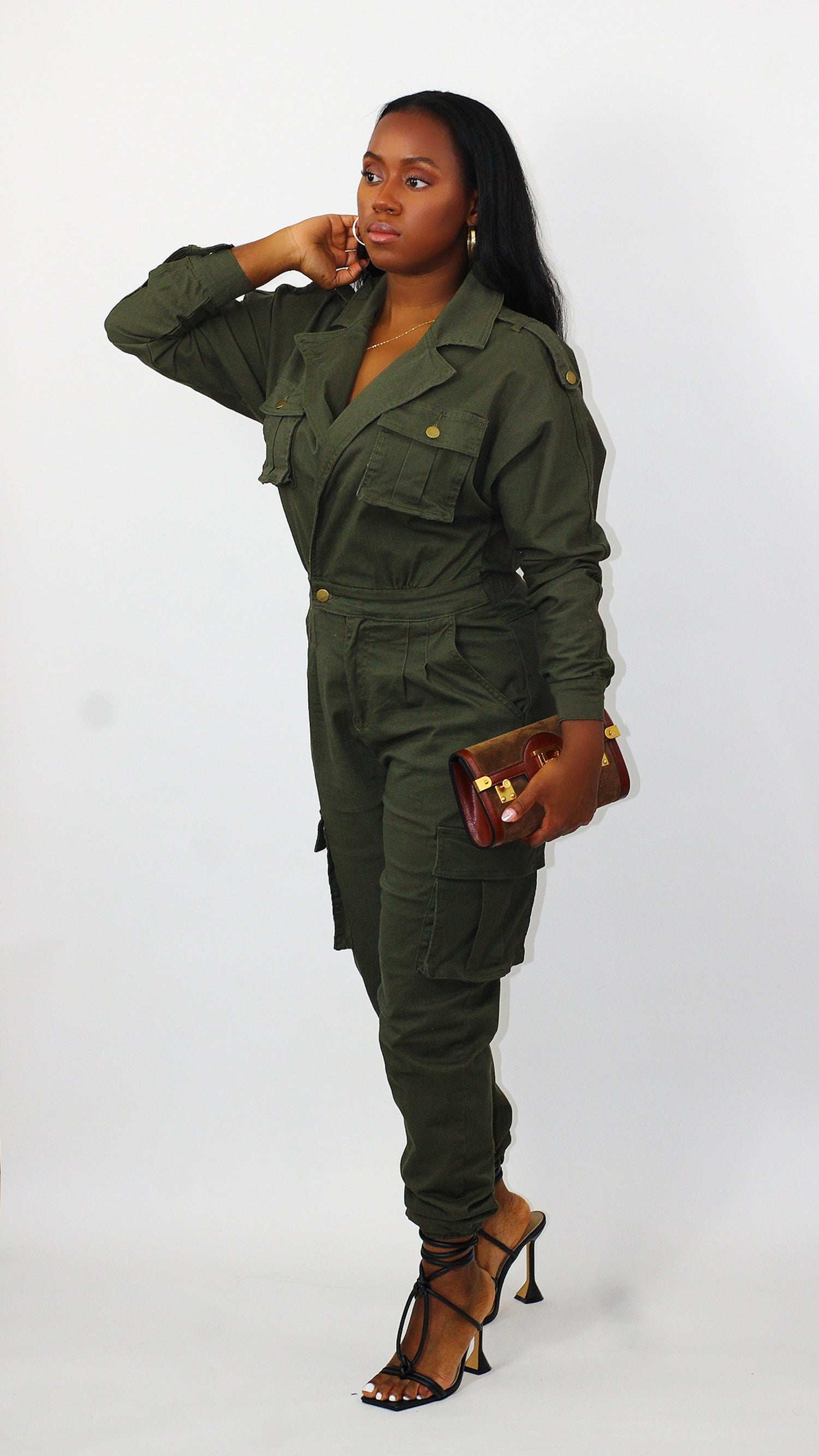 Utility jumpsuit -Olive