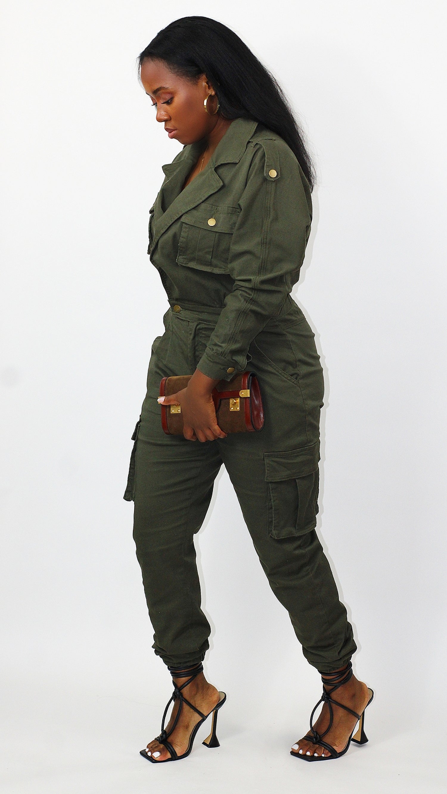 Utility jumpsuit -Olive