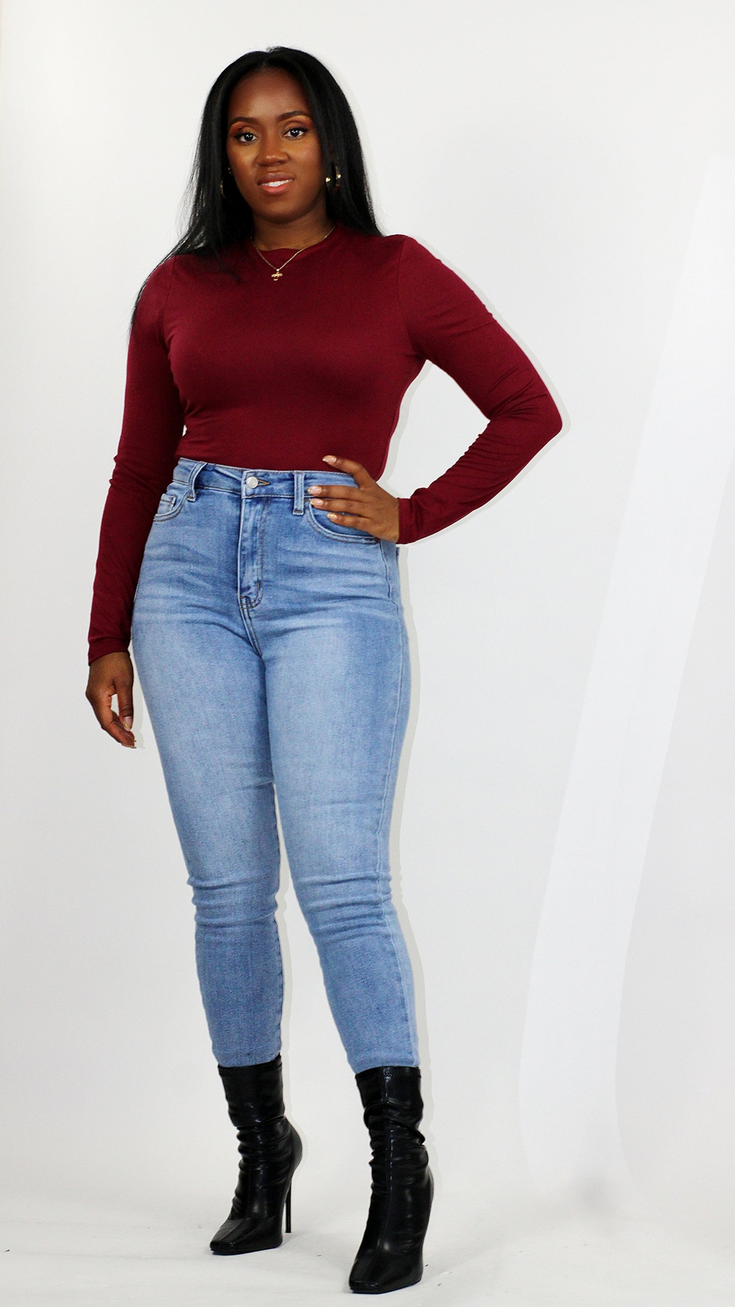 Stretch Contour Bodysuit (cranberry)