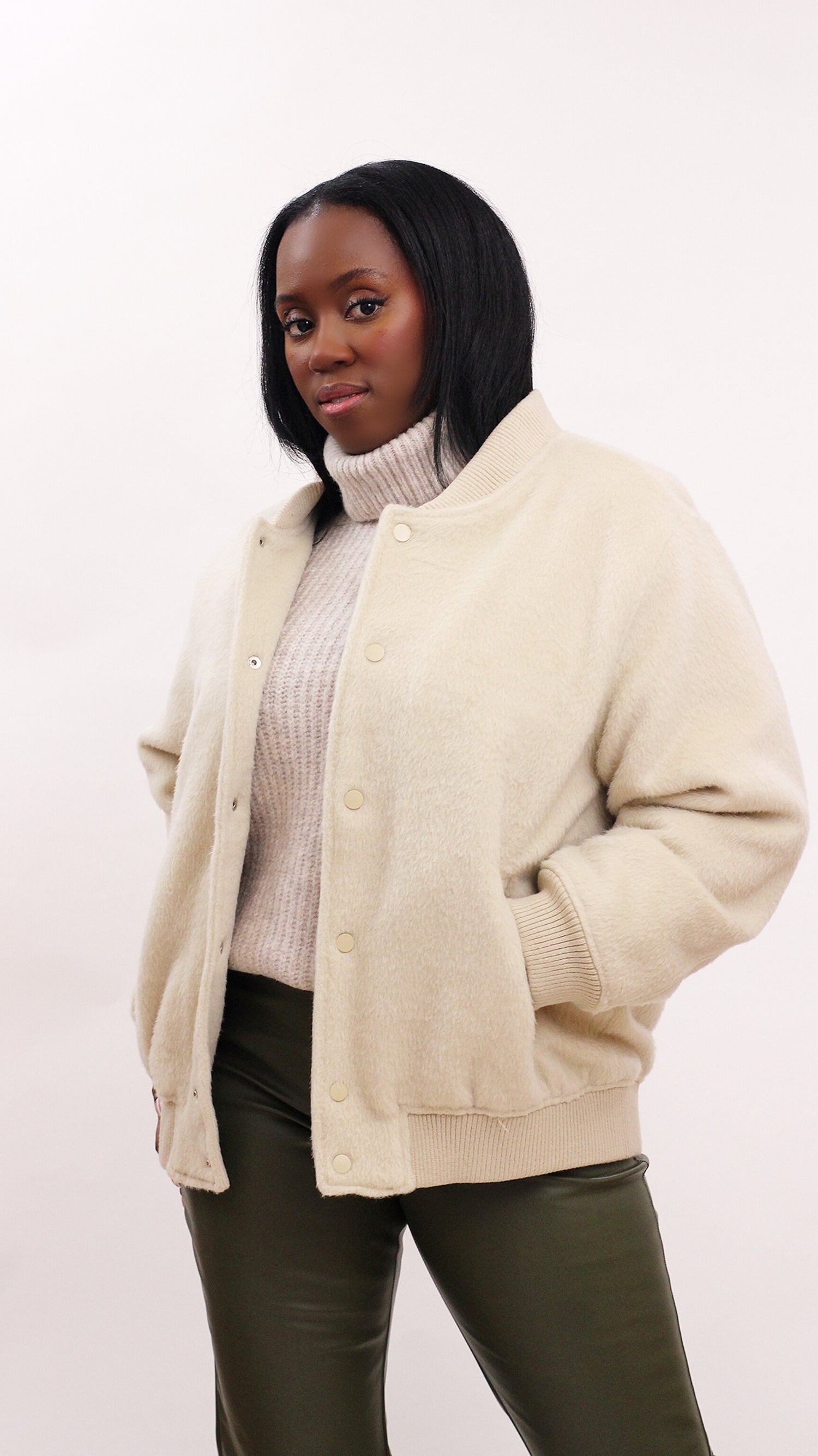Brushed Vegan Wool Bomber / Varsity Jacket