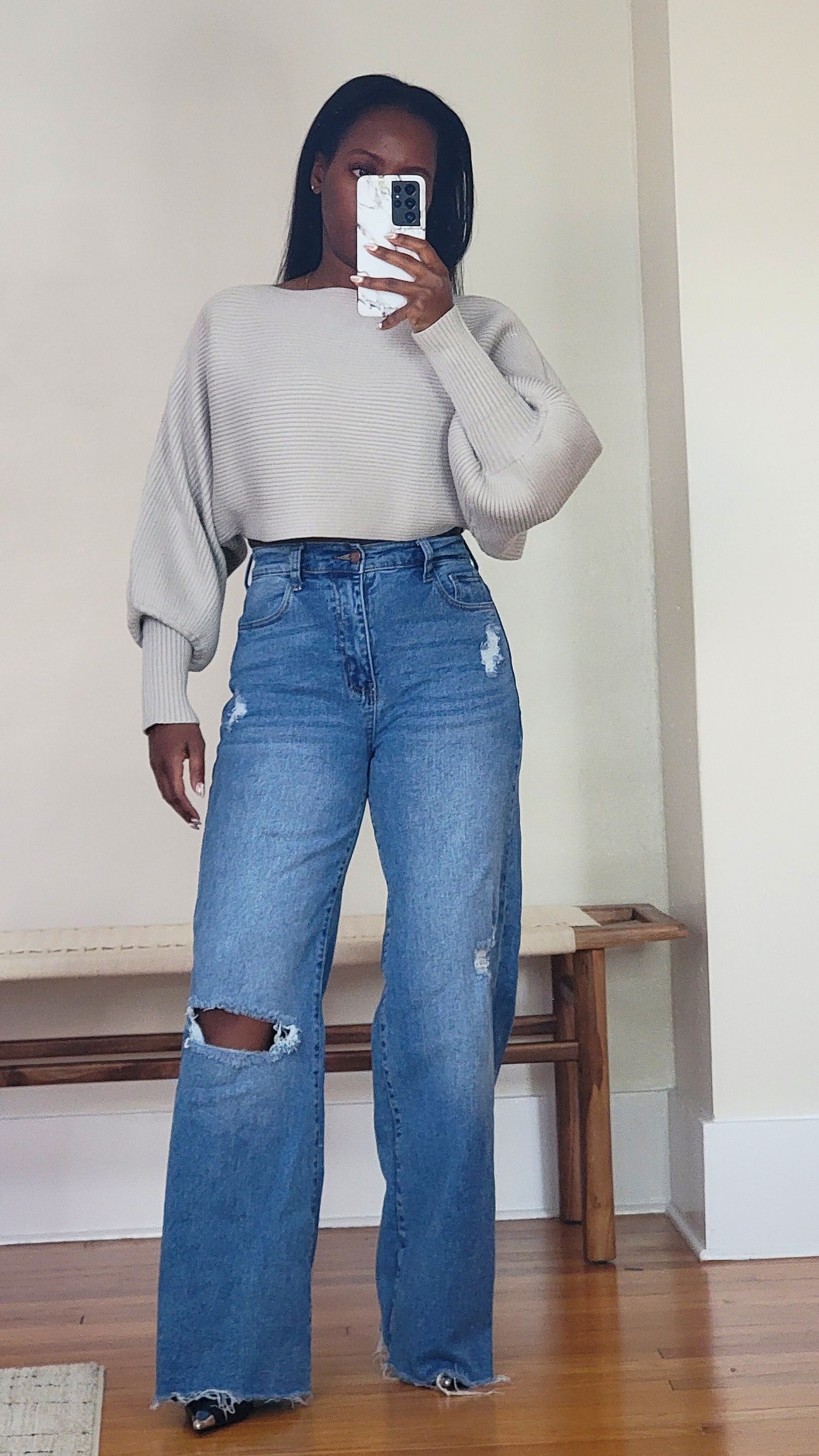 Dolman Sleeve Crop Sweater