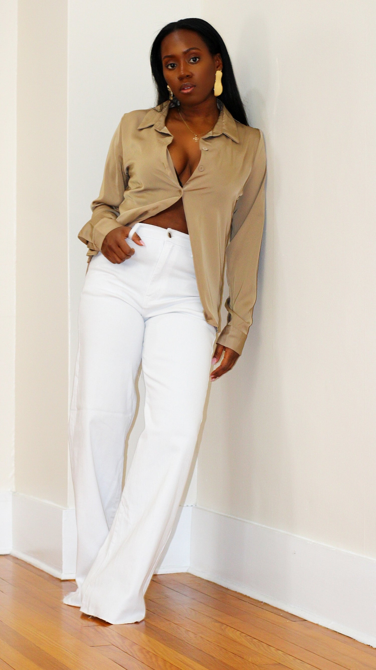 High Waist Wide Leg Denim- White