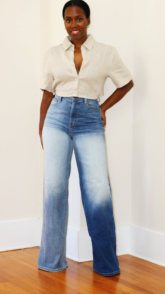 High Waist Jeans- TwoTone