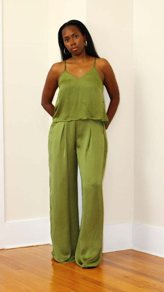 Wide Leg Pant Set -Olive