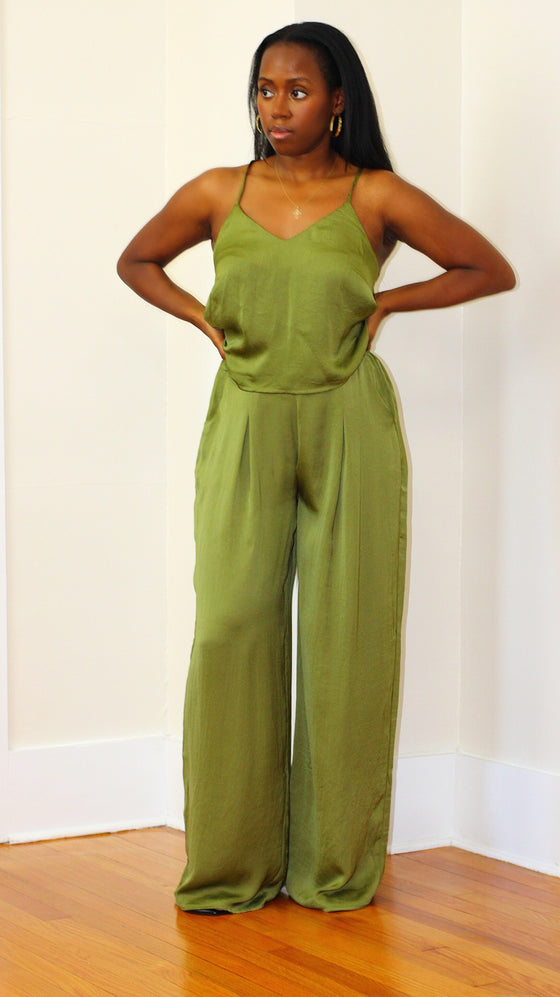 Wide Leg Pant Set -Olive