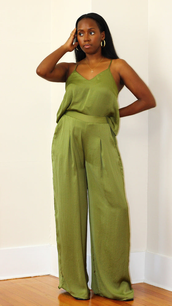 Wide Leg Pant Set -Olive