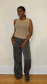 SOLID CROCHET KNIT SLEEVELESS TOP