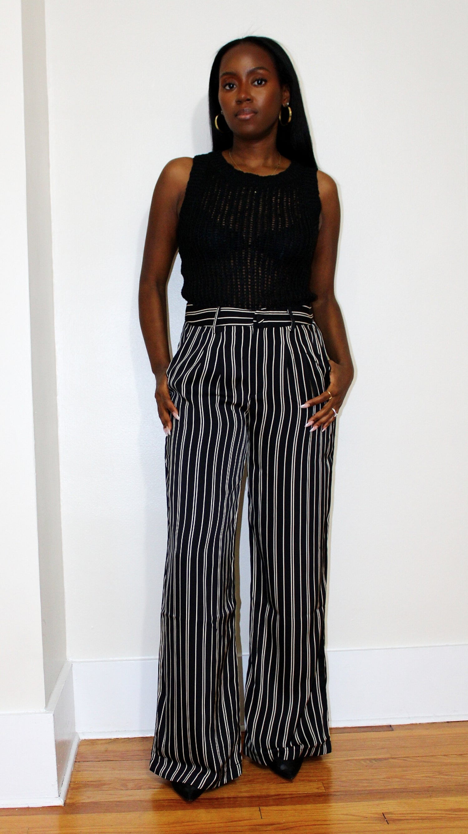 Pinstripe Satin Pants