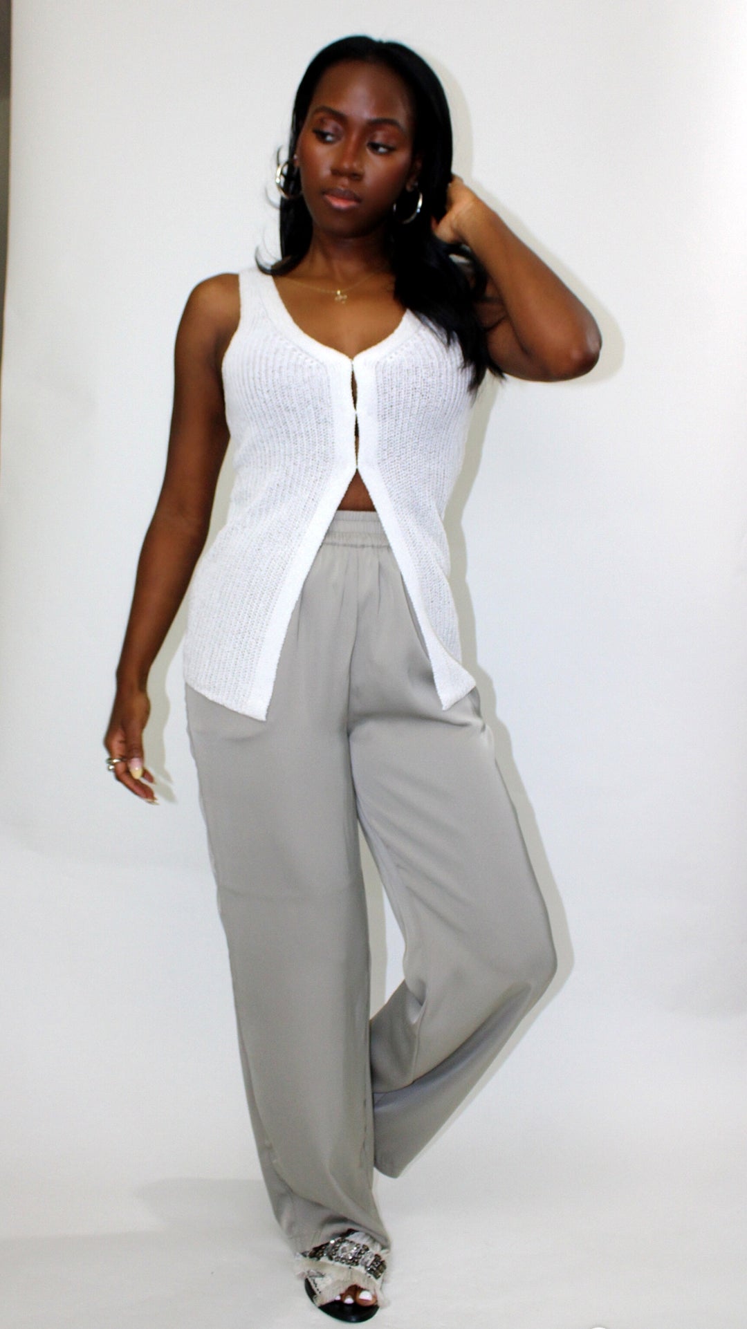 Abetaia Denim-Effect Wide-Leg Pants main image 1
