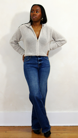 Crotchet Hoodie zipper Top