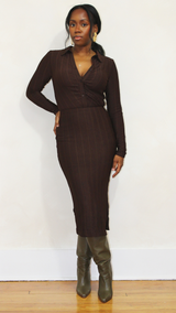 Stripped Midi skirt - Chocolate