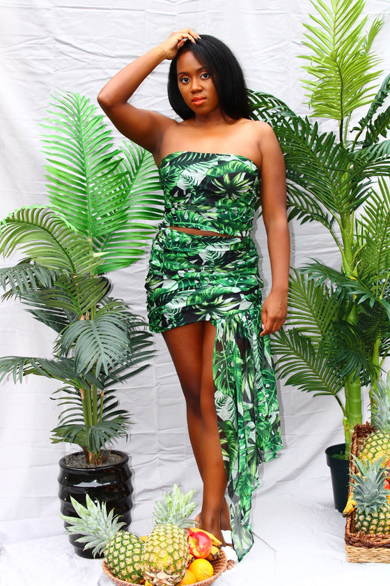 Tropical Skirt Co-ord in Dark Palms