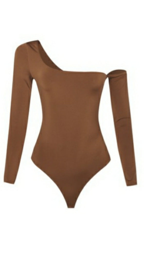 One Shoulder bodysuit - Cognac