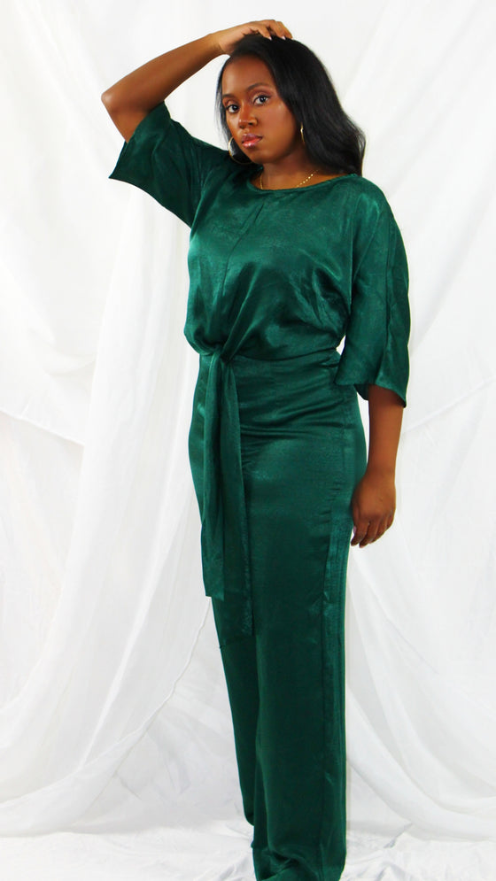 Satin  Jumpsuit - Emerald