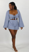 Crop top set with shorts-blue