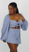 Crop top set with shorts-blue