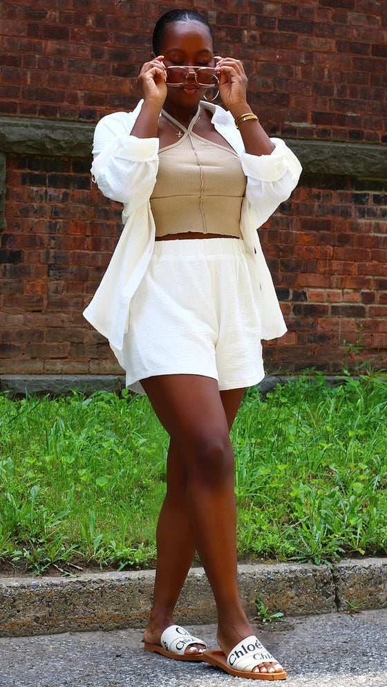 Exposed Hem Halter Top