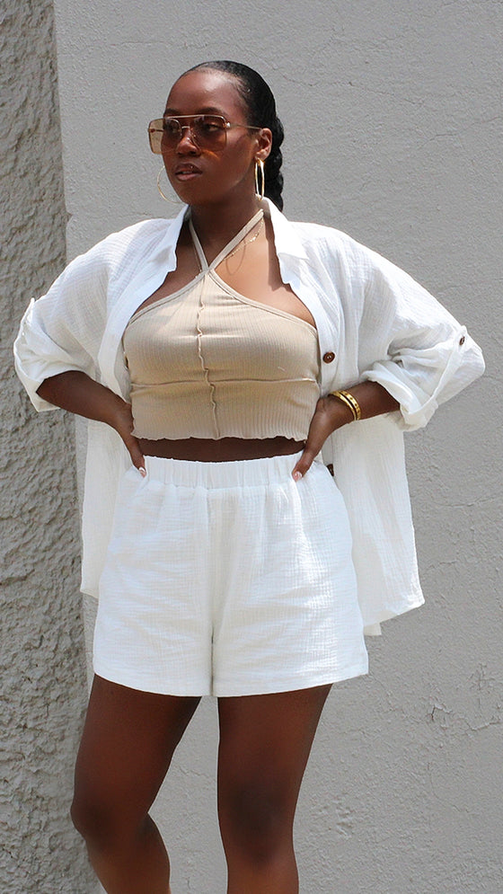 Exposed Hem Halter Top