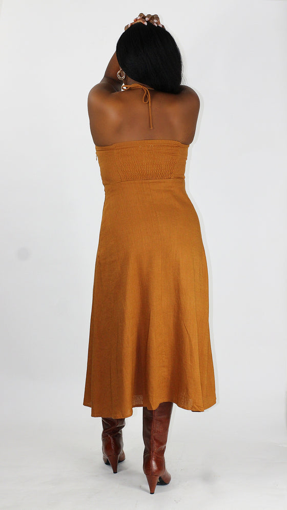 Linen Mason Dress - Brown