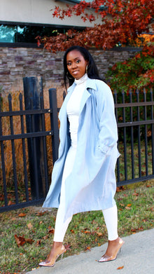  Baby Blue Trench Coat with Belt