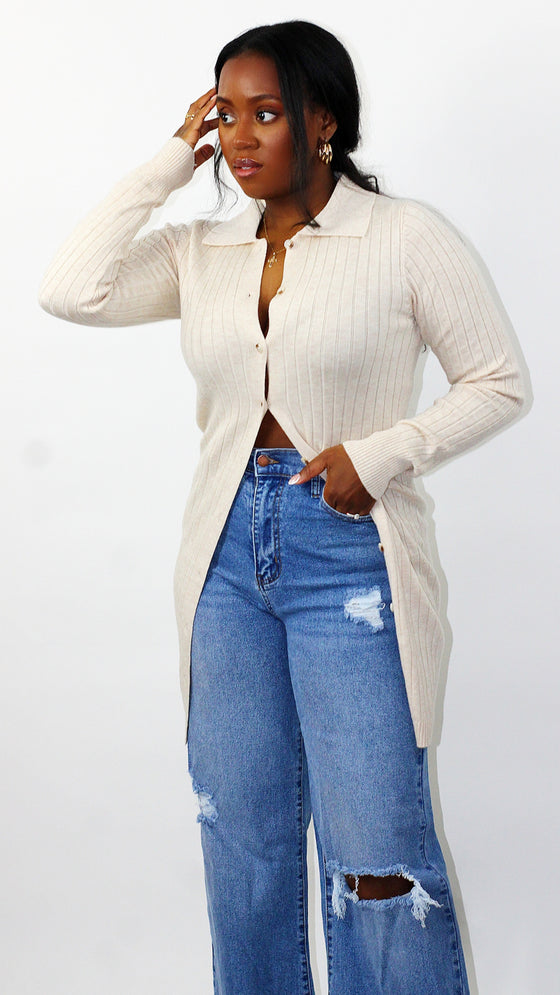 Button Front Polo Cardigan