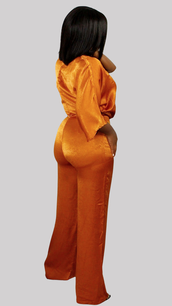 Satin  Jumpsuit- Brown Sugar