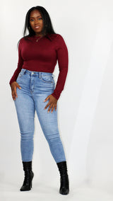 Stretch Contour Bodysuit (cranberry)