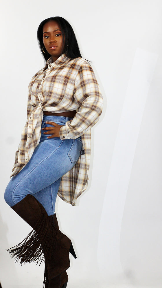 Flannel Lace Up Top