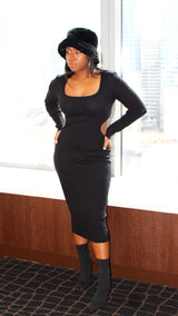 Side Cut Out Midi Dress
