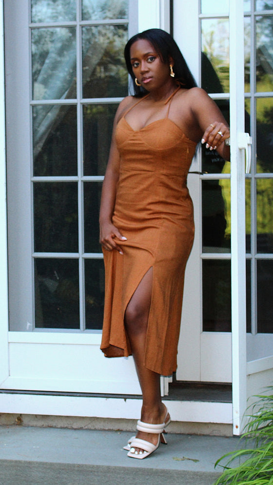 Linen Mason Dress - Brown