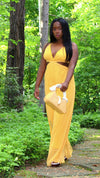 Chiffon Cut Out Jumpsuit-Yellow