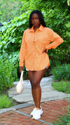 Oversized Button Down Shirt - Orange