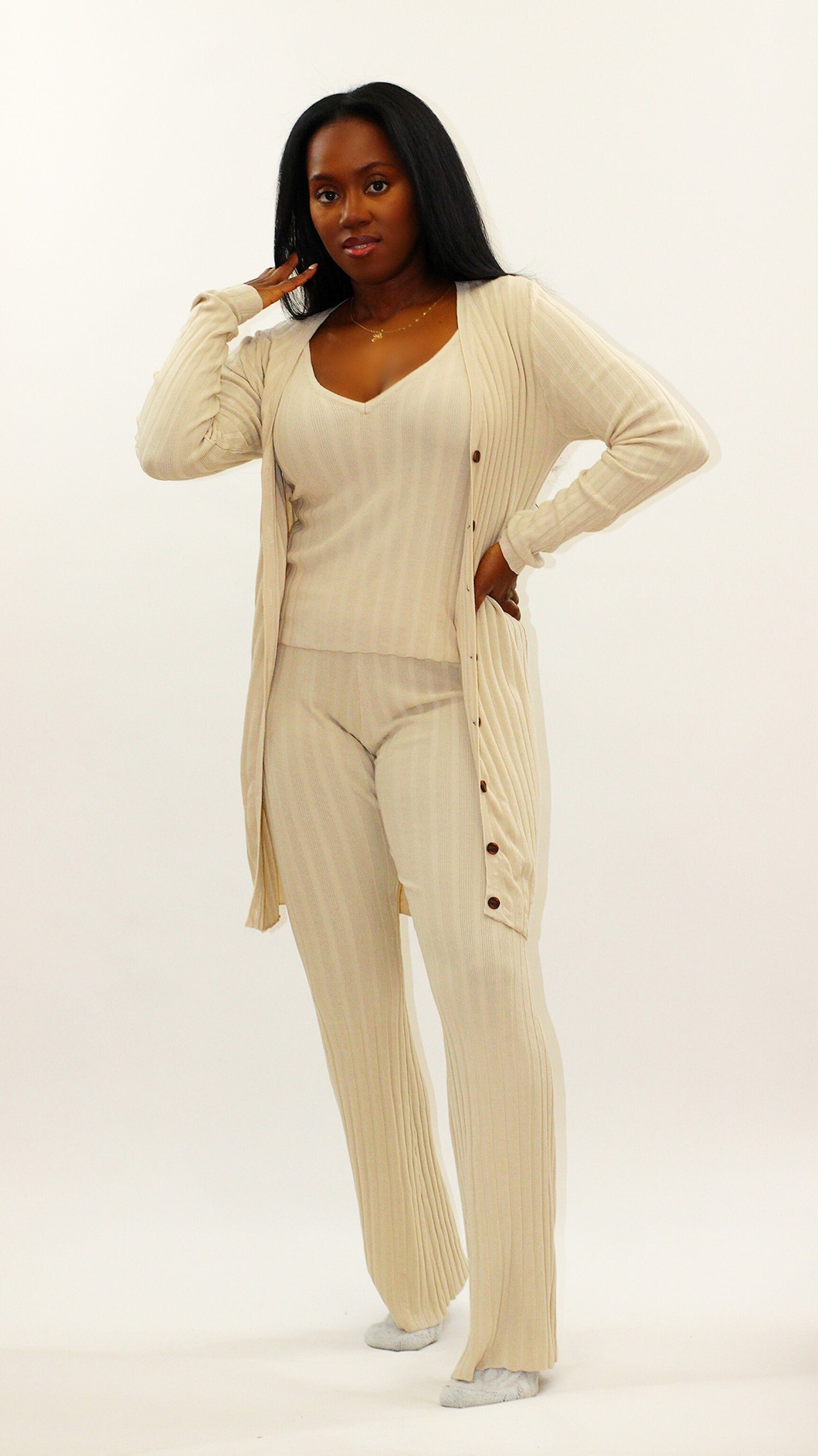 Mahlo 3 Piece Ribbed Knit Set